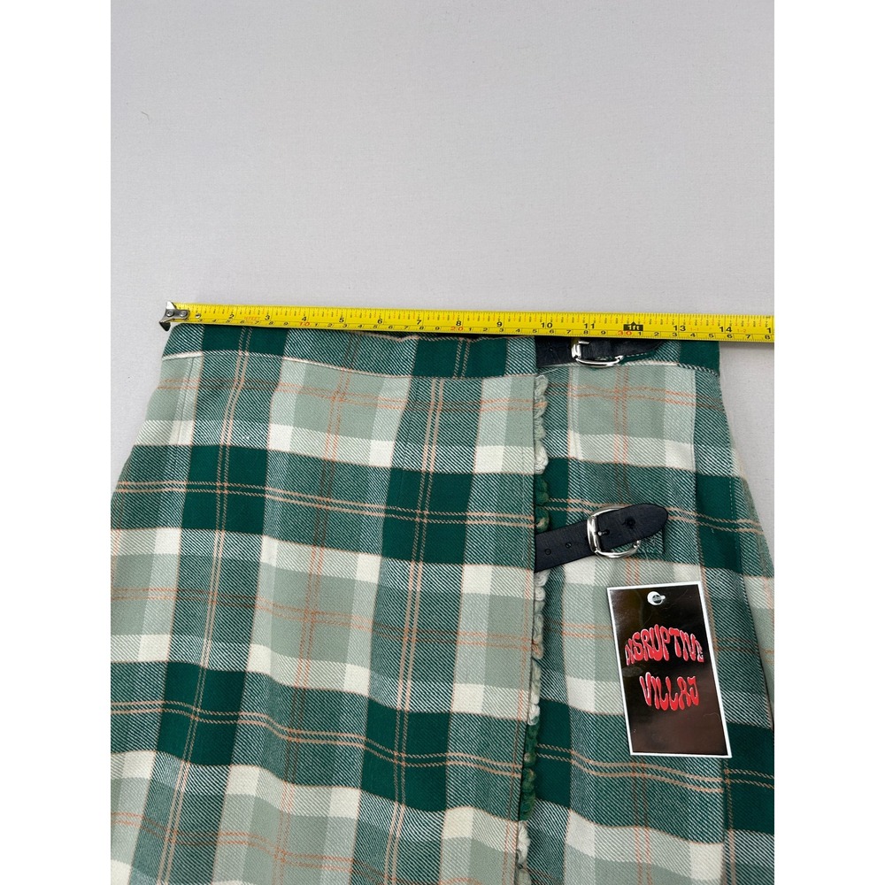 Borderglen Green Plaid Wool Blend Kilt Skirt Made in UK Buckle Wrap Midi NWT - Picture 6 of 14